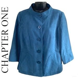 CHAPTER One blue/sea salt faux suede blazer/jacket size 10